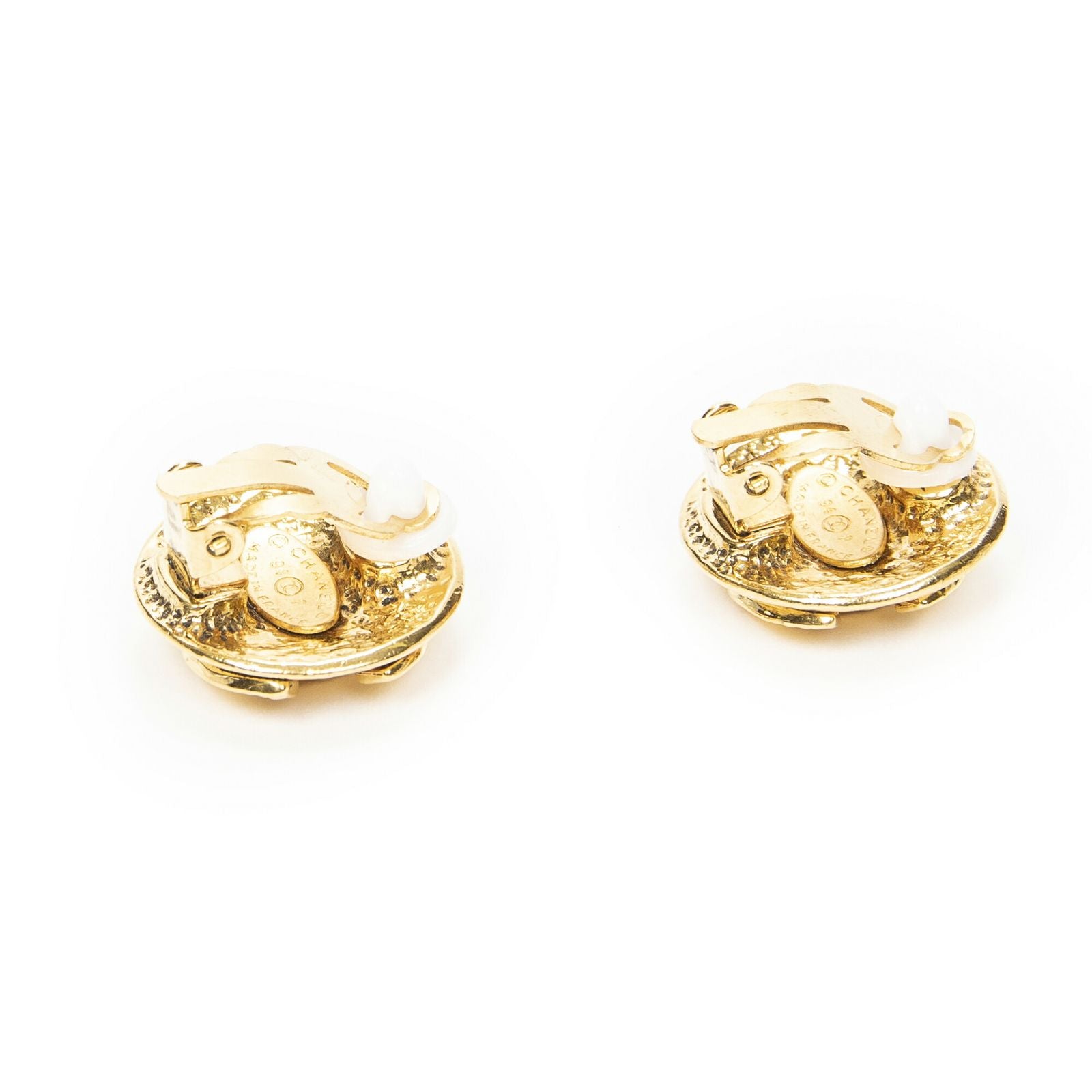 Chanel CC Logo Round Clip Type Earrings Gold Plated — view 2