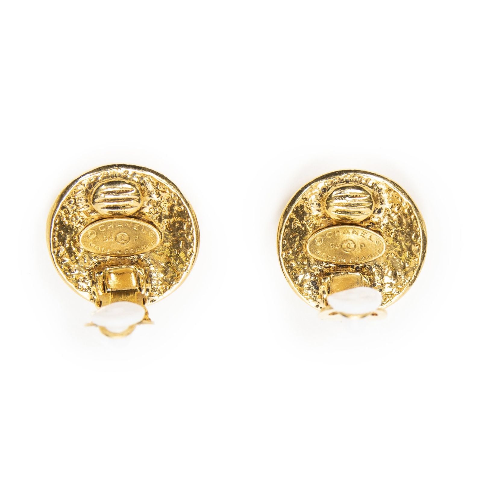 Chanel CC Logo Round Clip Type Earrings Gold Plated — view 3