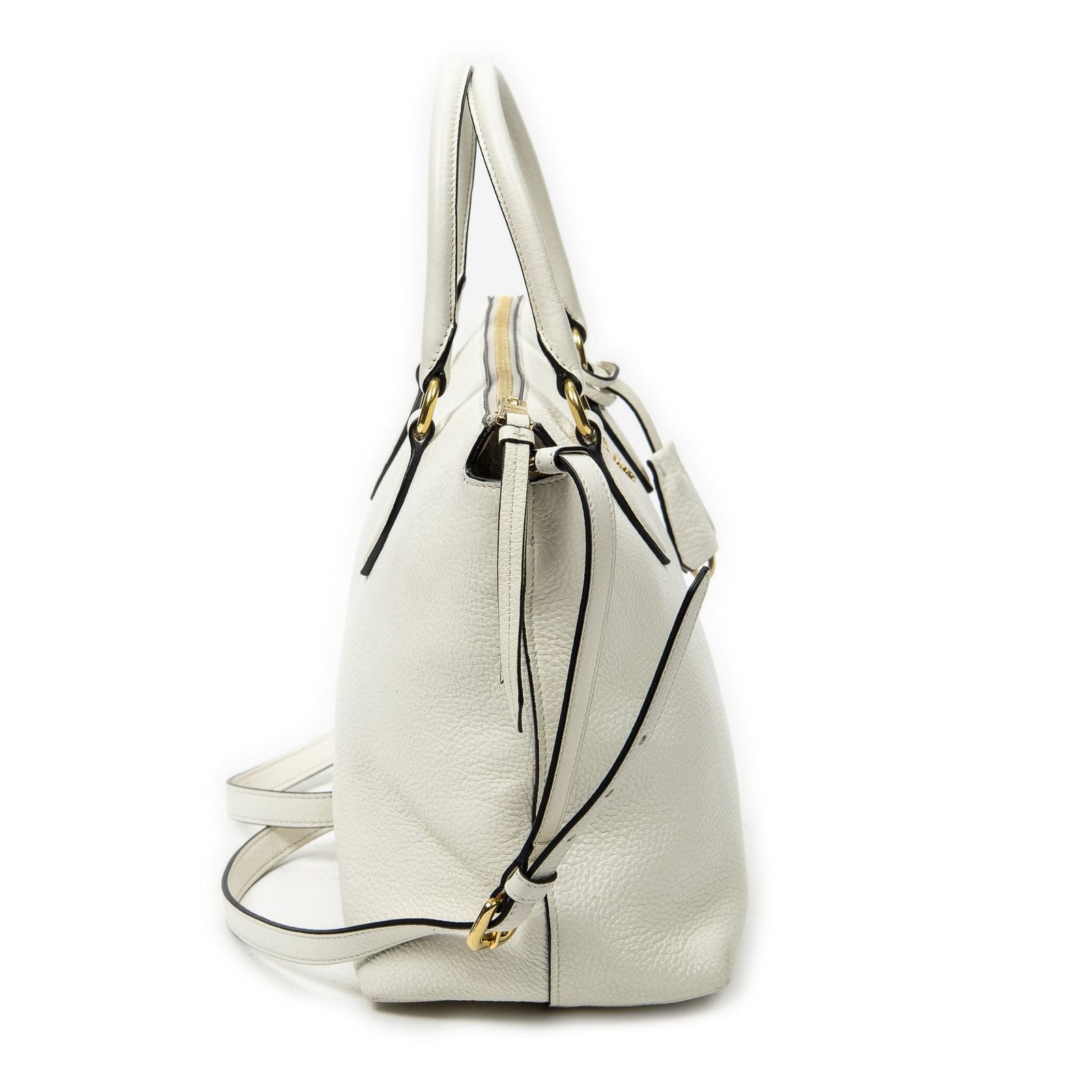 Prada Zip Tote White Vitello Phoenix — view 4