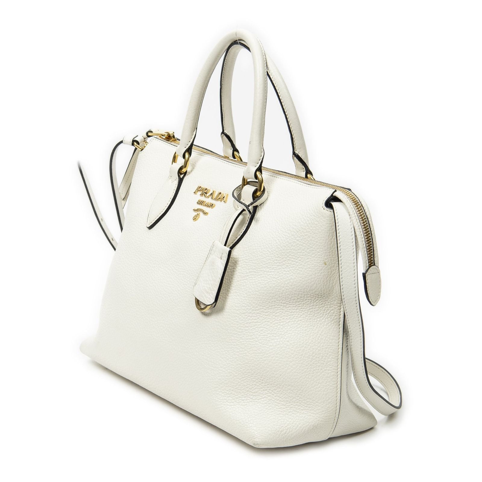 Prada Zip Tote White Vitello Phoenix — view 2