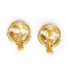 Chanel CC Logo Round Clip Type Earrings Gold Plated — view 4