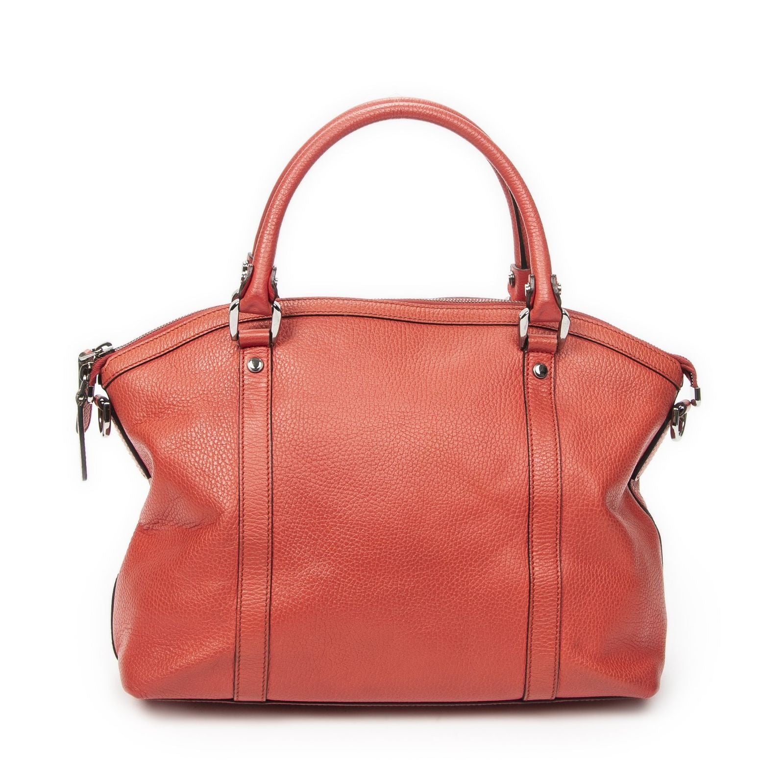 Gucci GG Charm Top Handle Red Gray Calfskin Leather — view 5