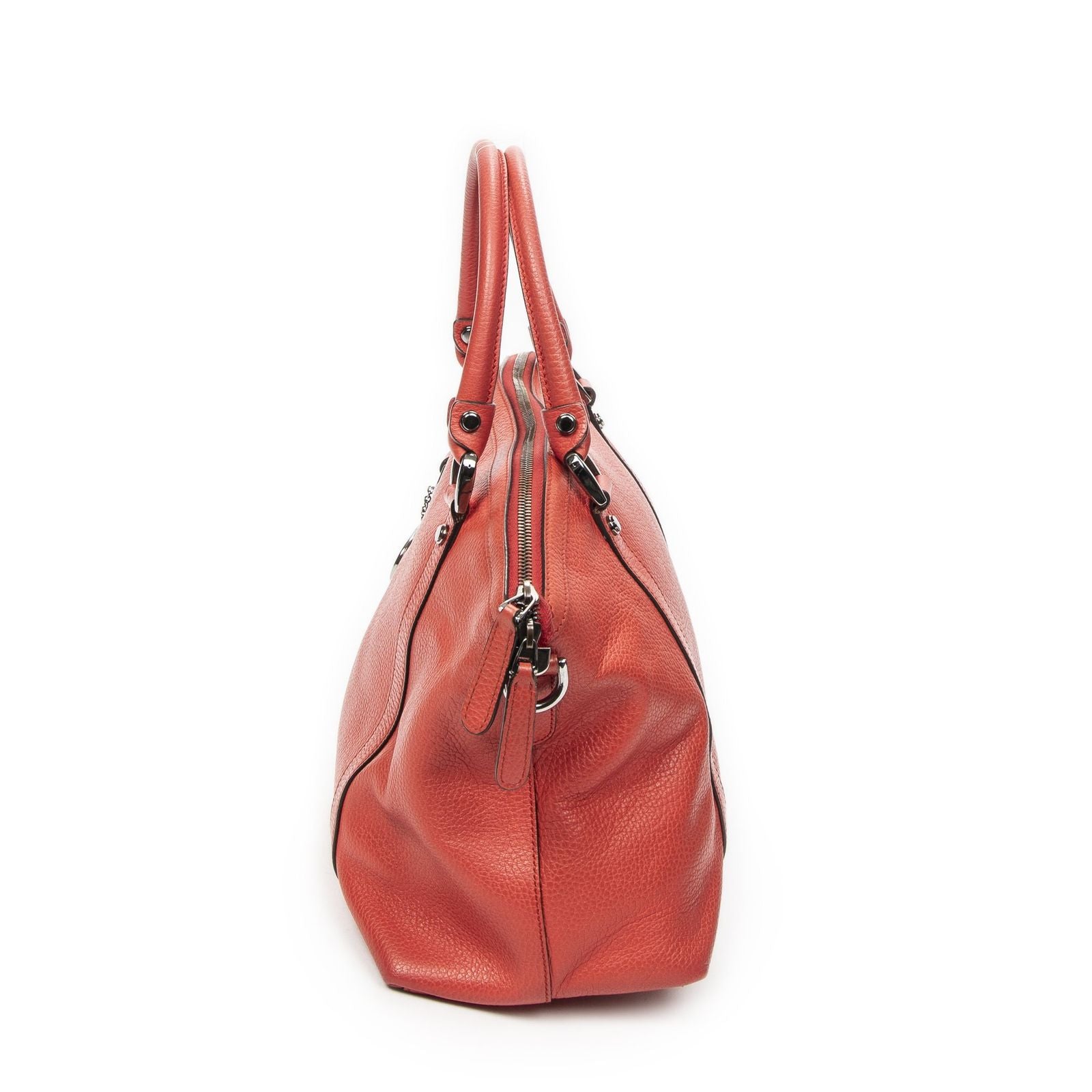 Gucci GG Charm Top Handle Red Gray Calfskin Leather — view 3
