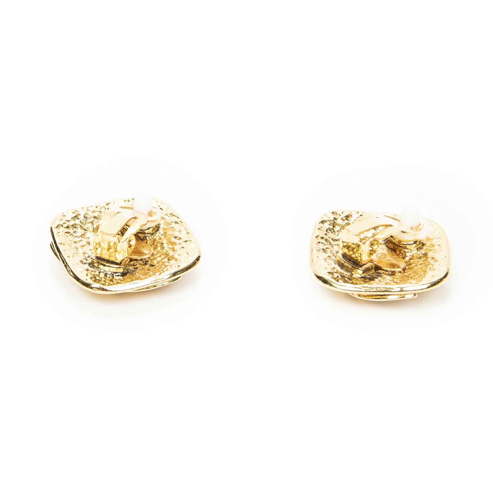 Chanel CC Diamond Clip on Earrings Gold Plated — view 2
