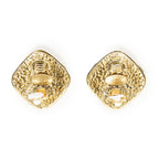 Chanel CC Diamond Clip on Earrings Gold Plated — view 3