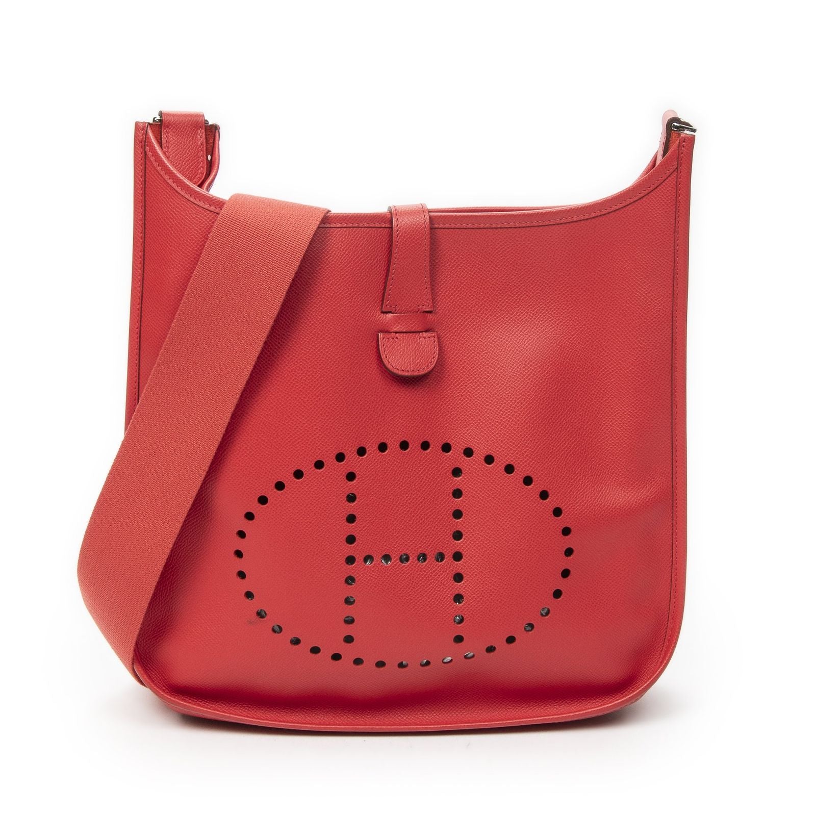 Hermes Evelyne Iiirouge Pivoine Epsom Leather Long Strap Messenger