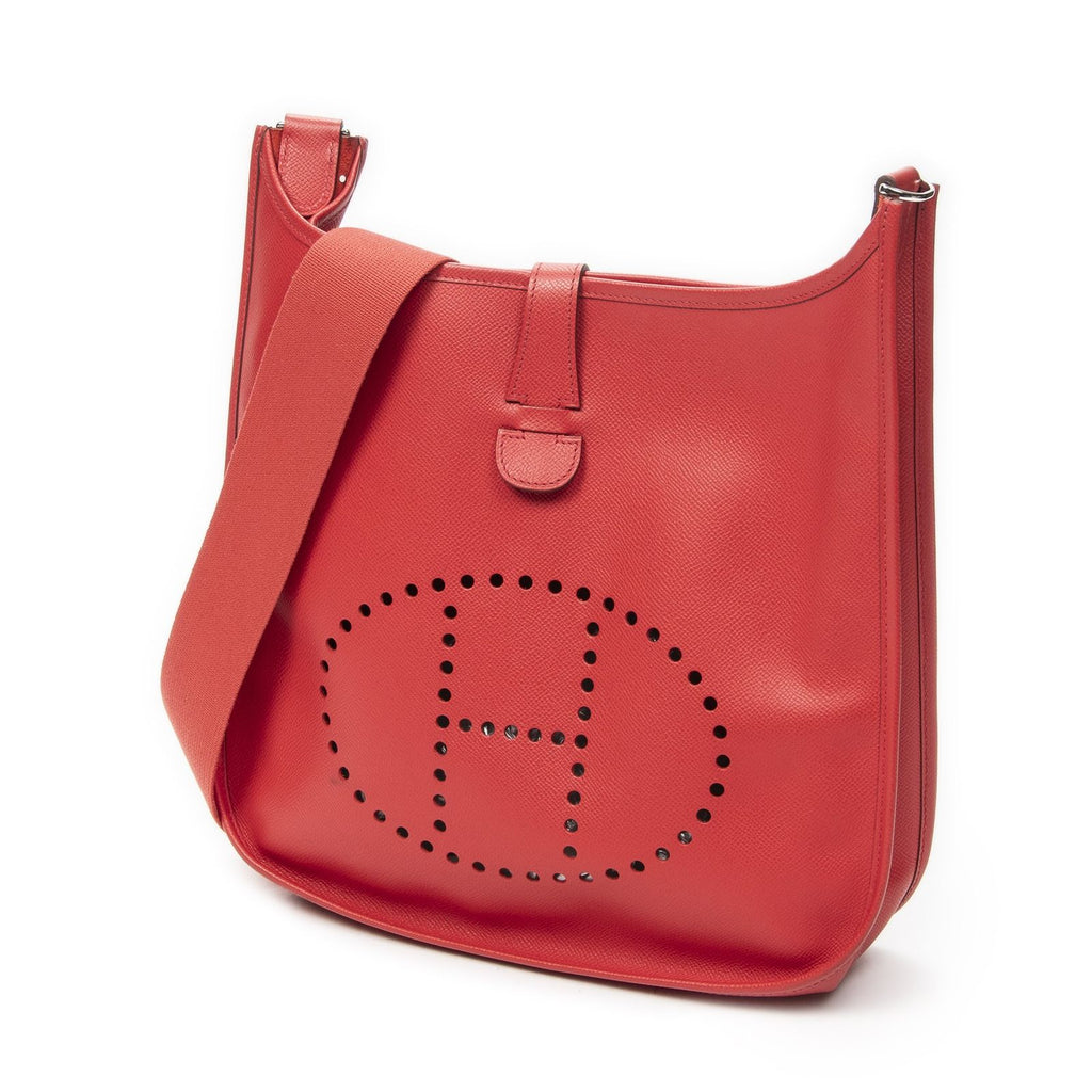 Hermes Evelyne Iiirouge Pivoine Epsom Leather Long Strap Messenger — view 2