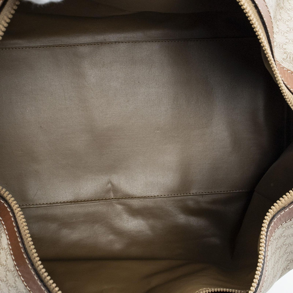 Celine Vintage Travel Boston Beige Brown Macadam Canvas Shoulder — view 9