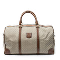Celine Vintage Travel Boston Beige Brown Macadam Canvas Shoulder