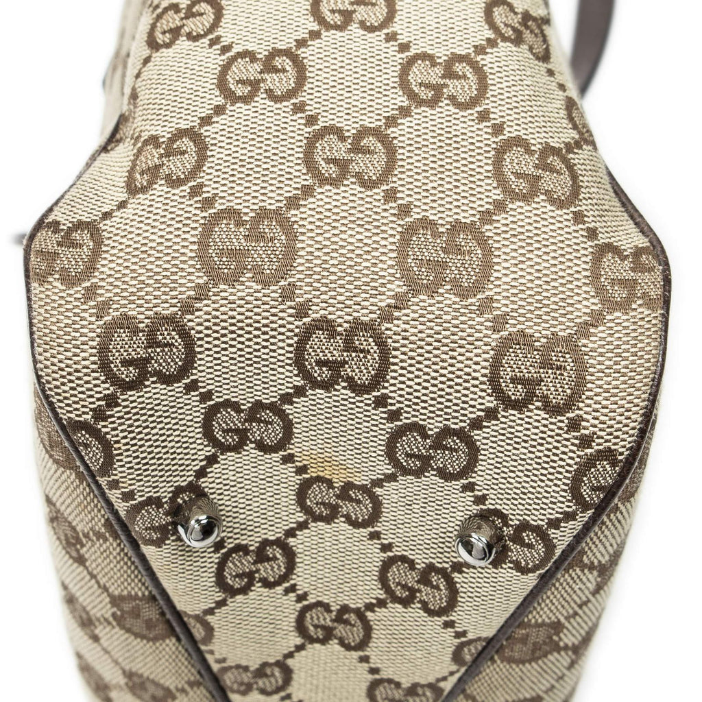 Gucci Small Shoulder Tote Beige Brown GG Canvas — view 8