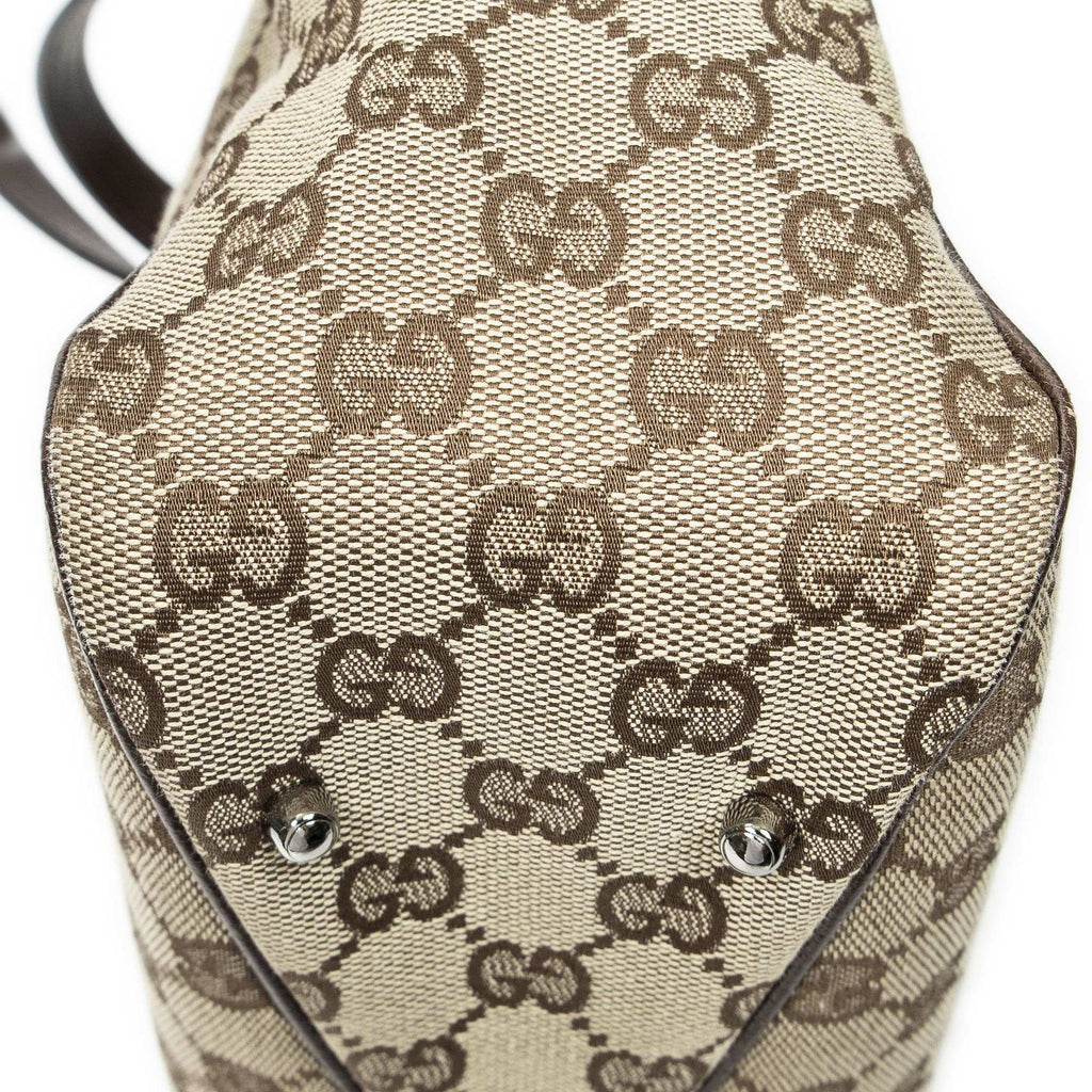 Gucci Small Shoulder Tote Beige Brown GG Canvas — view 7