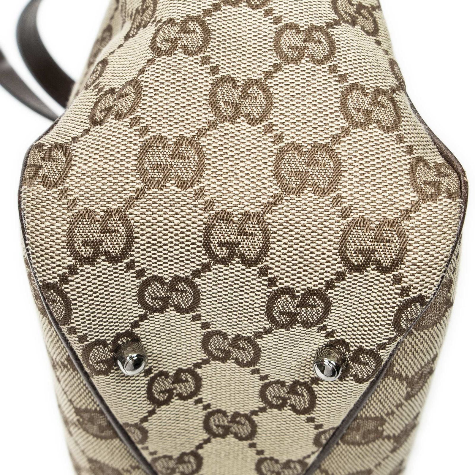 Gucci Small Shoulder Tote Beige Brown GG Canvas — view 7
