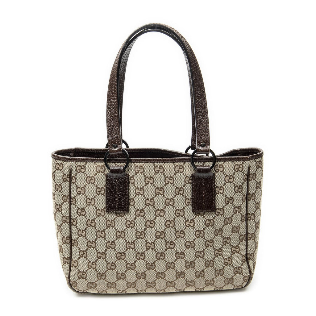 Gucci Small Shoulder Tote Beige Brown GG Canvas — view 5