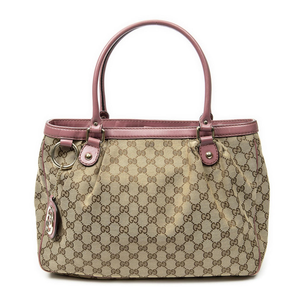 Gucci Sukey Tote Beige Pink GG Canvas