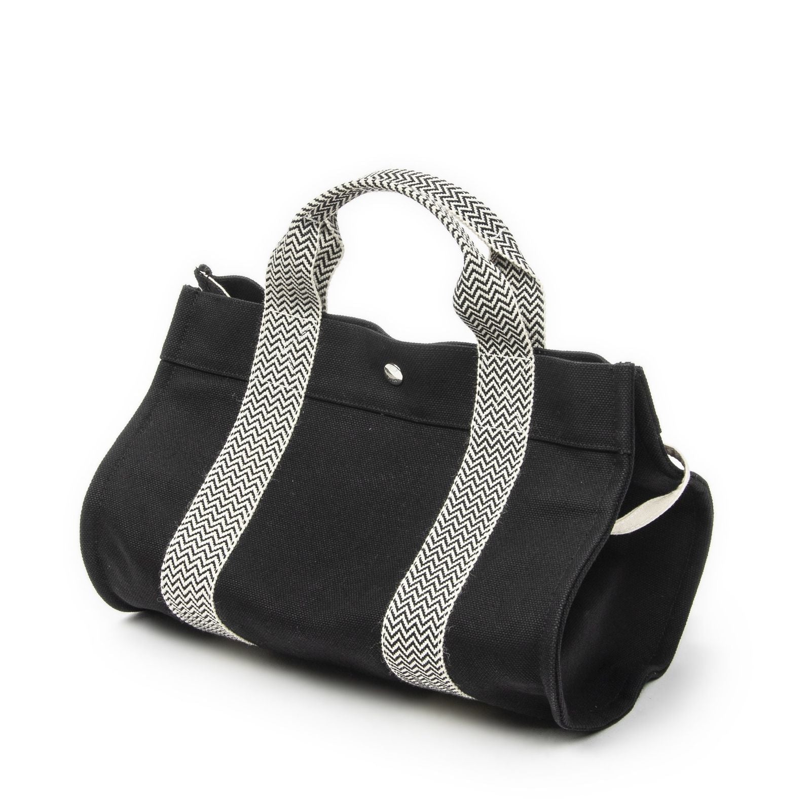 Hermes Cannes Tote Black Ivory Toile Officier — view 2
