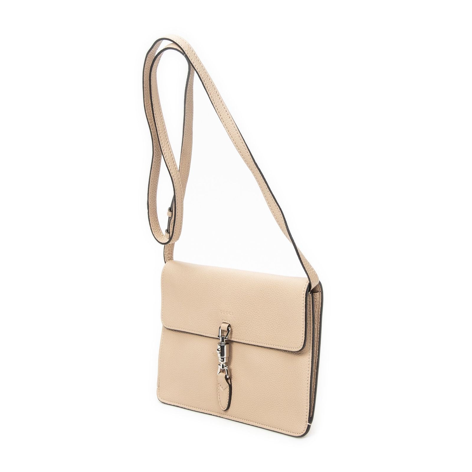 Gucci Small Flap Crossbody Beige Gray Calfskin Leather — view 2