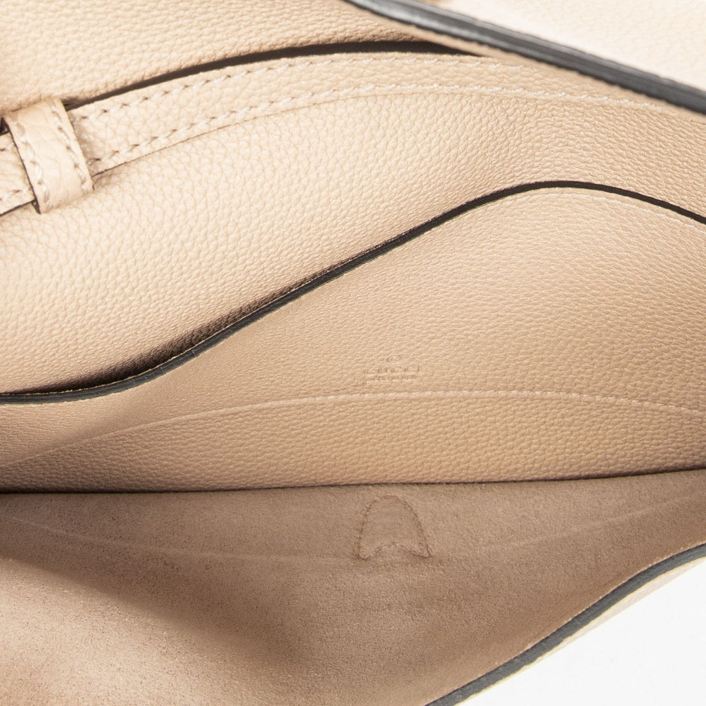 Gucci Small Flap Crossbody Beige Gray Calfskin Leather — view 9