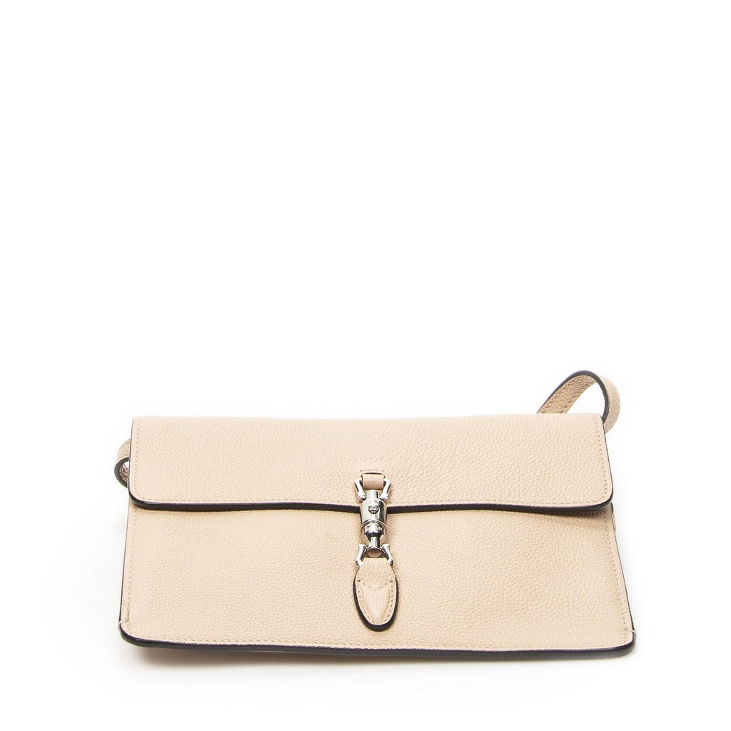 Gucci Small Flap Crossbody Beige Gray Calfskin Leather — view 6