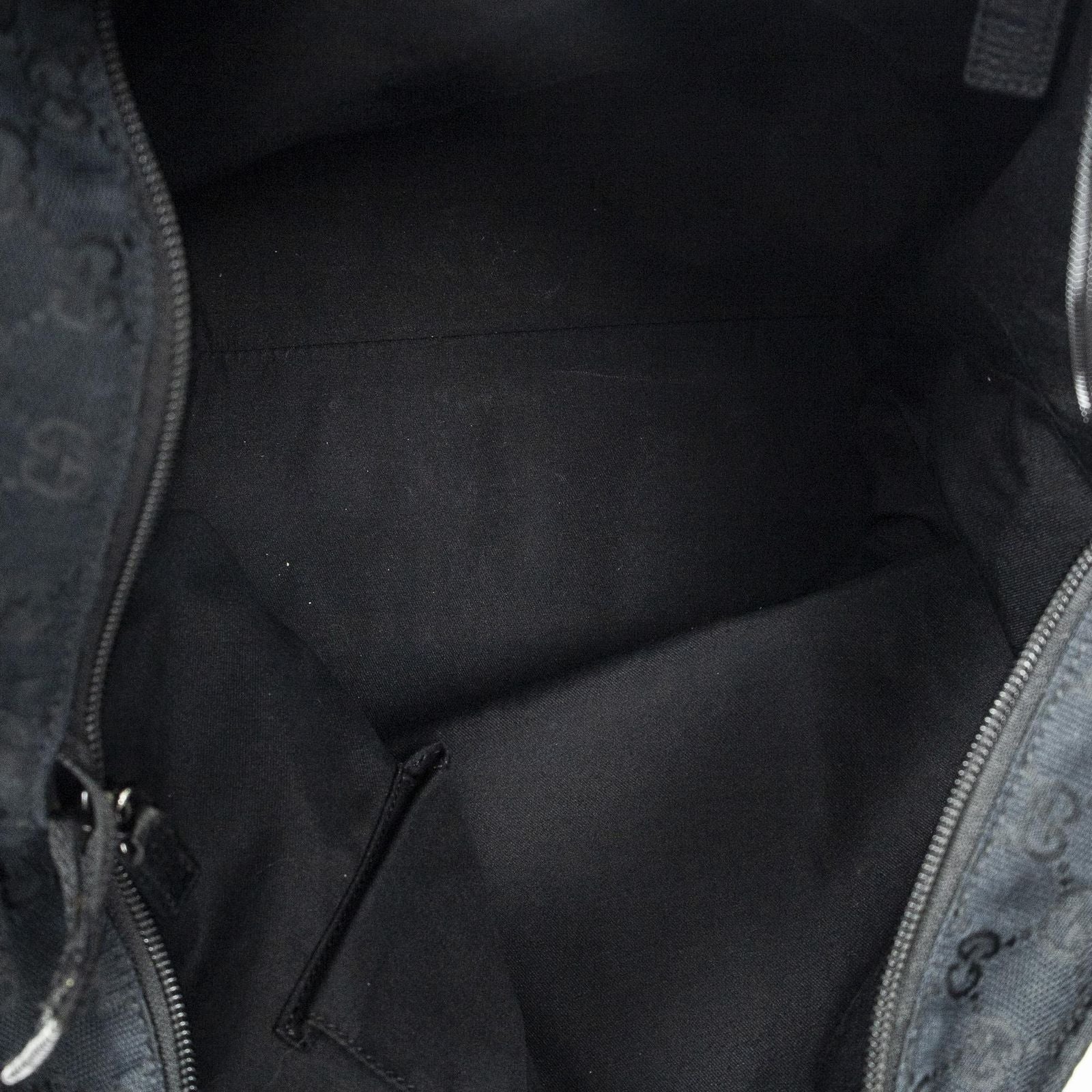 Gucci Large Web Shopping Tote Black GG Canvas — view 9