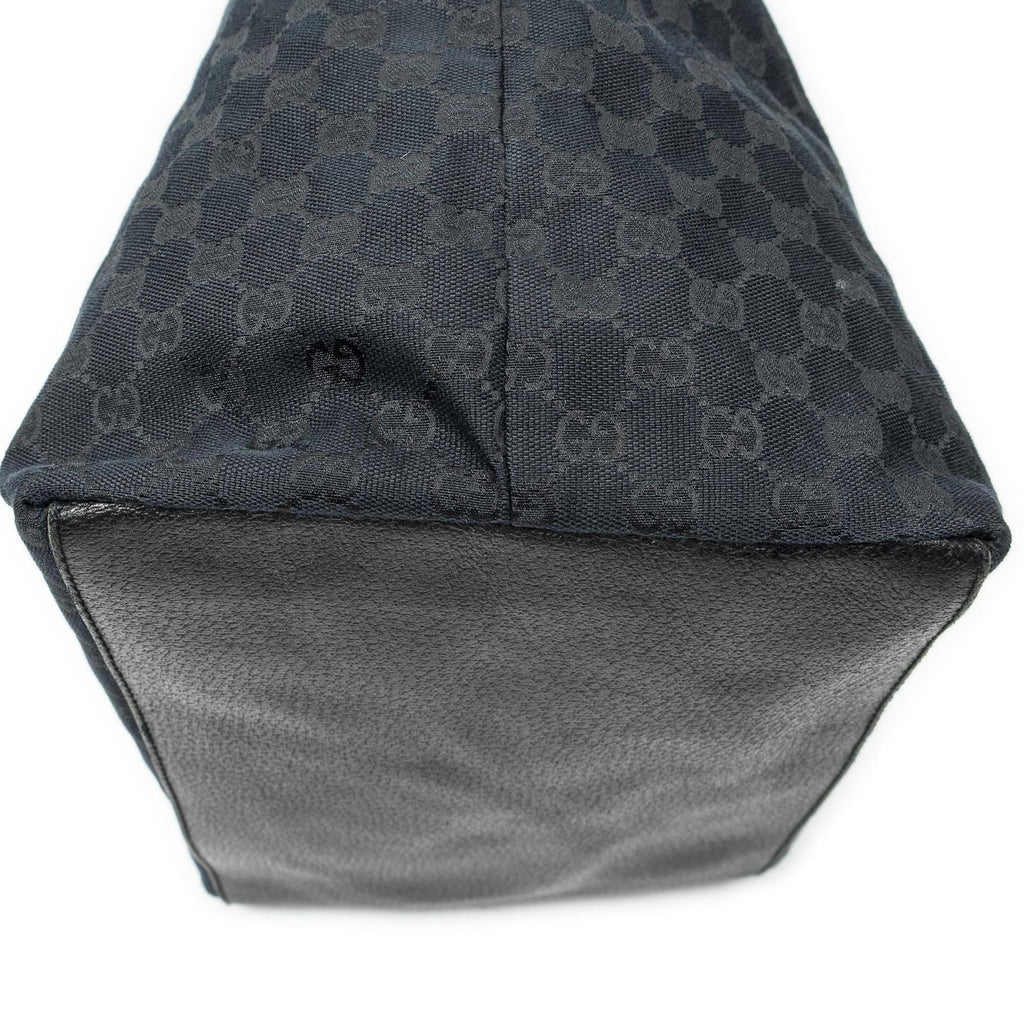 Gucci Large Web Shopping Tote Black GG Canvas — view 8