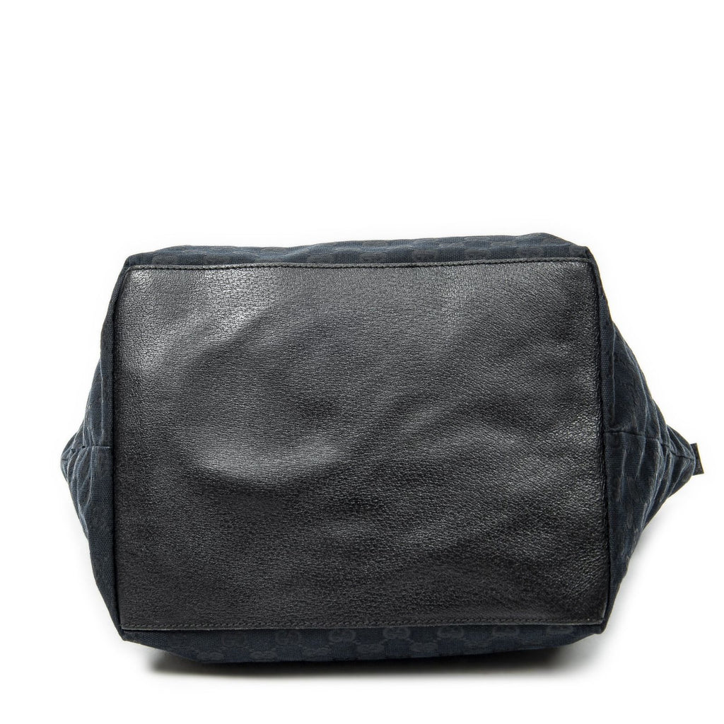 Gucci Large Web Shopping Tote Black GG Canvas — view 6