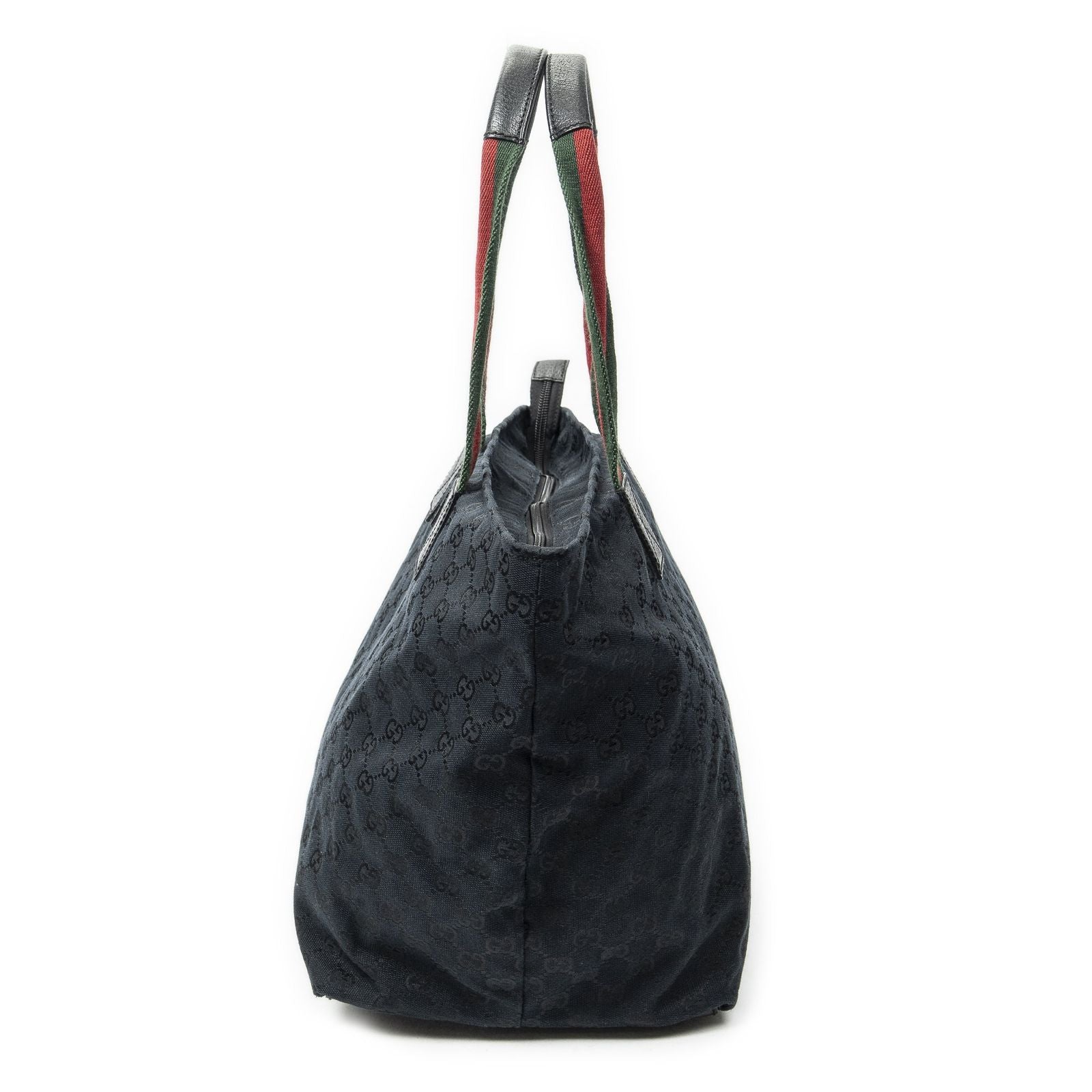 Gucci Large Web Shopping Tote Black GG Canvas — view 3