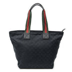 Gucci Large Web Shopping Tote Black GG Canvas — view 5