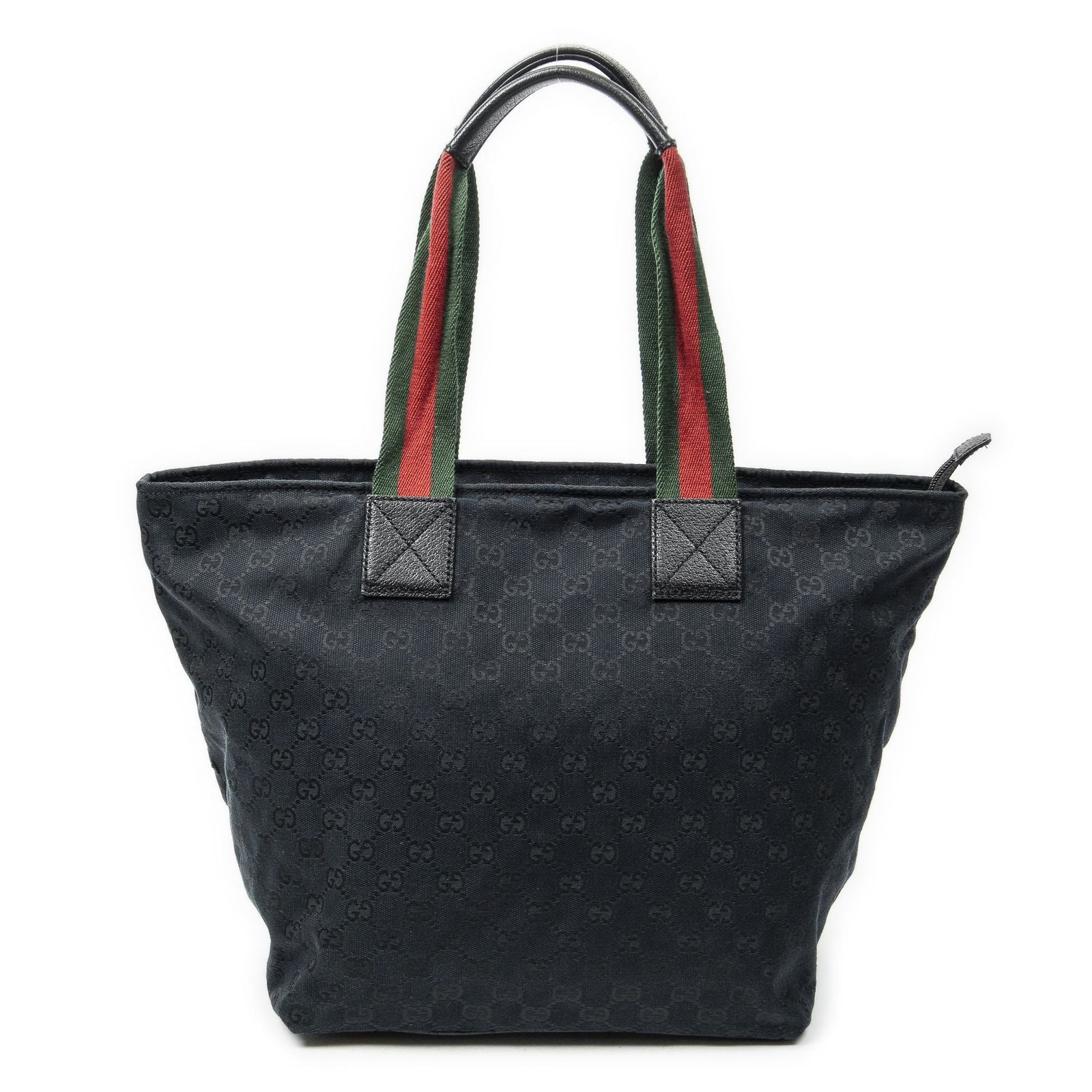 Gucci Large Web Shopping Tote Black GG Canvas — view 5