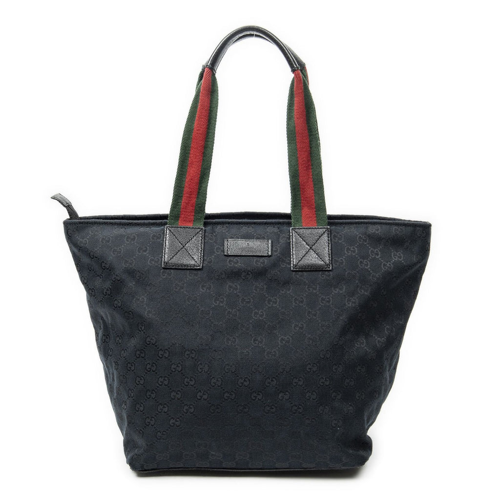 Gucci Large Web Shopping Tote Black GG Canvas