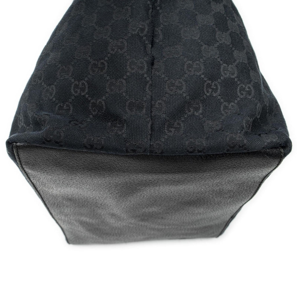 Gucci Large Web Shopping Tote Black GG Canvas — view 7