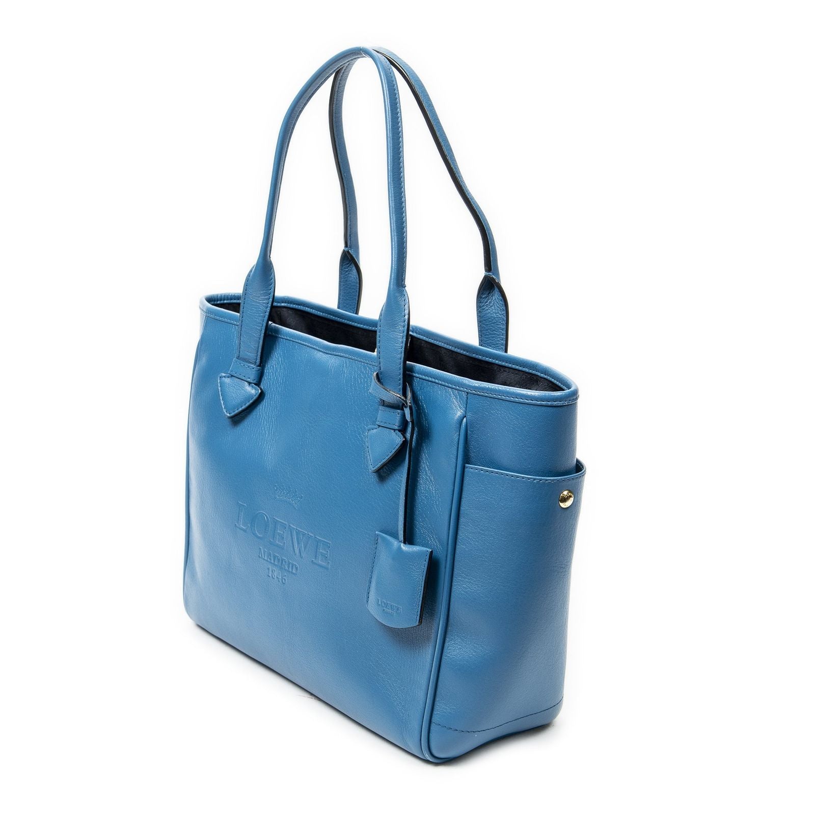 Loewe Heritage Tote Blue Gray Calfskin Leather — view 2