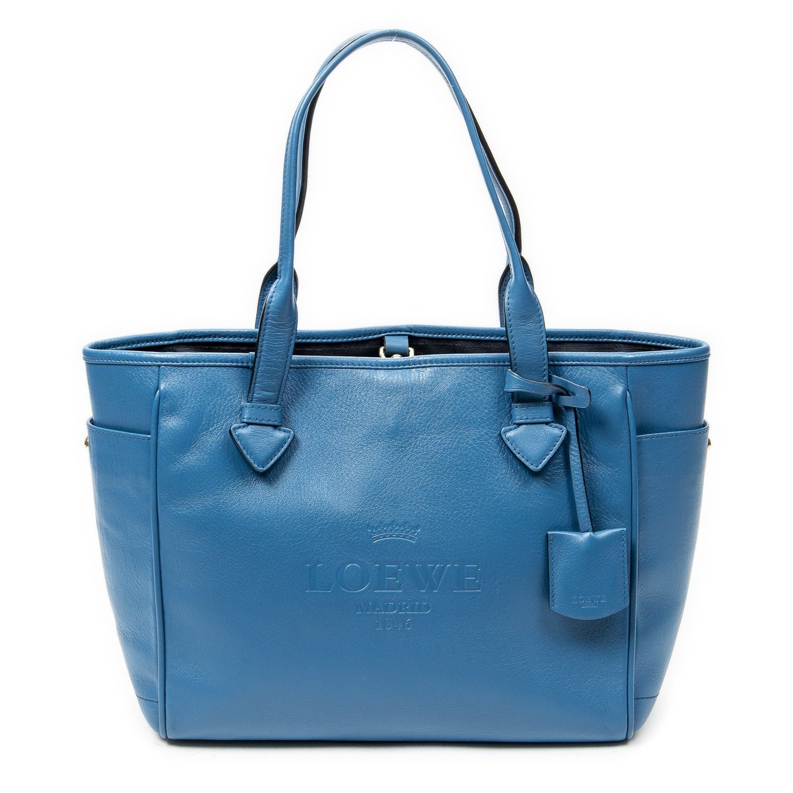 Loewe Heritage Tote Blue Gray Calfskin Leather