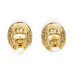 Chanel CC Oval Clip on Earrings Gold Plated — view 3
