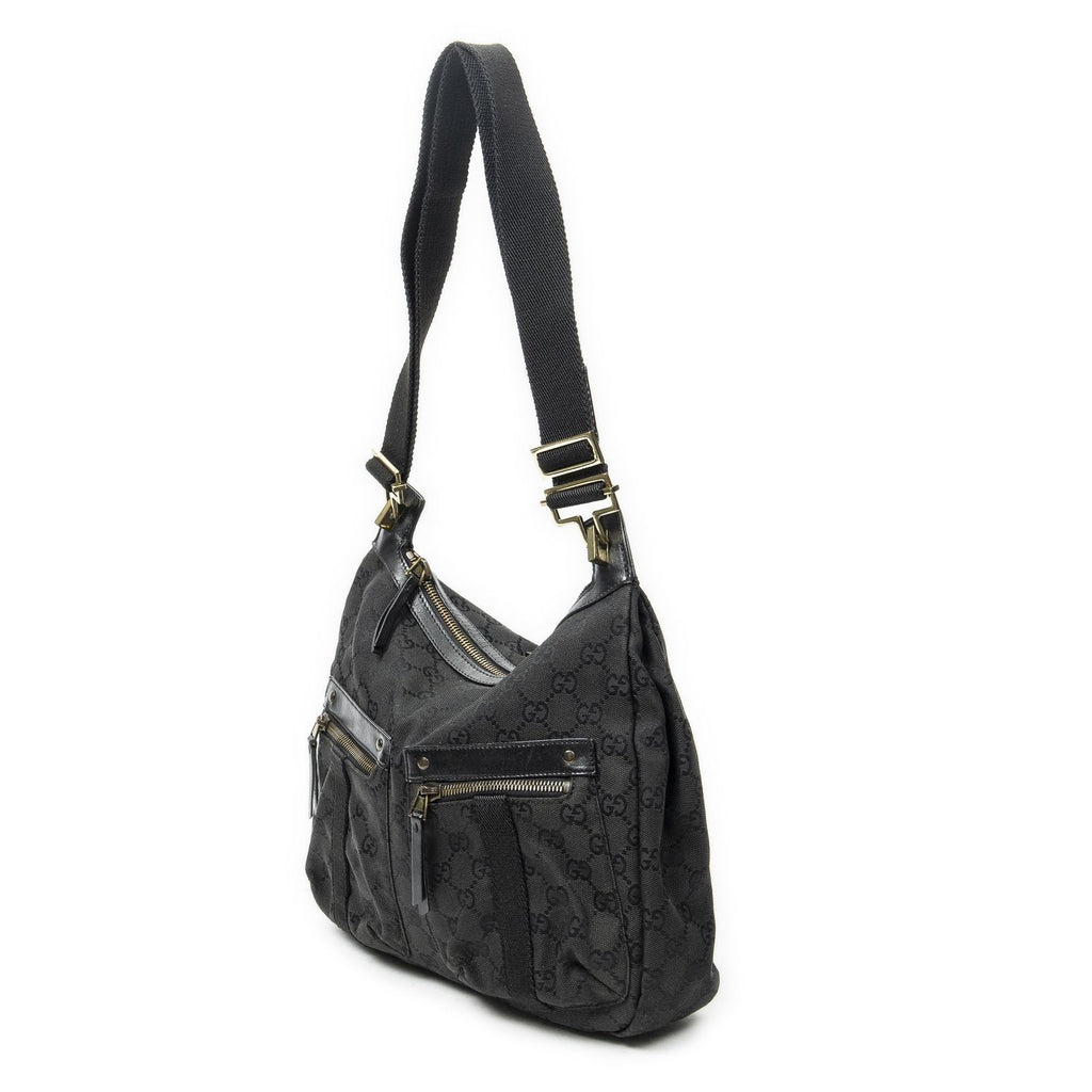 Gucci Web Double Pocket Messenger Black GG Canvas — view 2