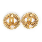 Chanel CC Logo Round Clip Type Earrings Gold Plated — view 3