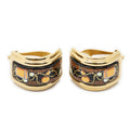 Hermes Enamel Clip on Earrings Black Orange Gold Plated