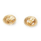 Chanel CC Logo Round Clip Type Earrings Gold Plated — view 2