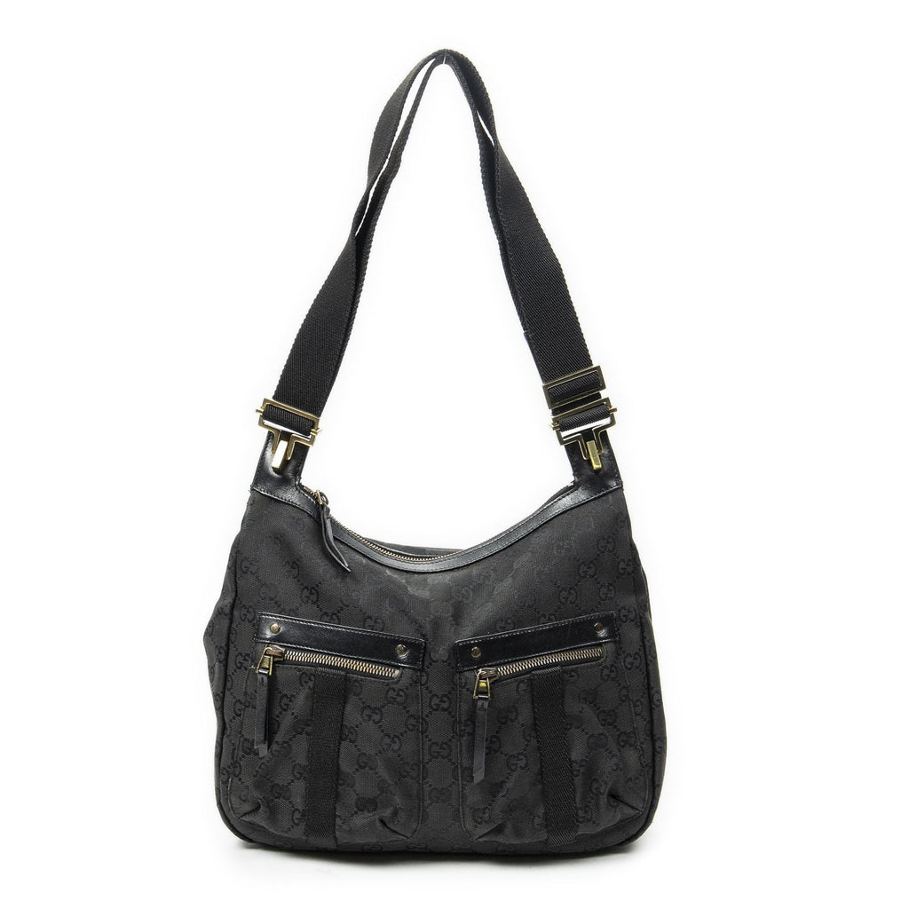 Gucci Web Double Pocket Messenger Black GG Canvas
