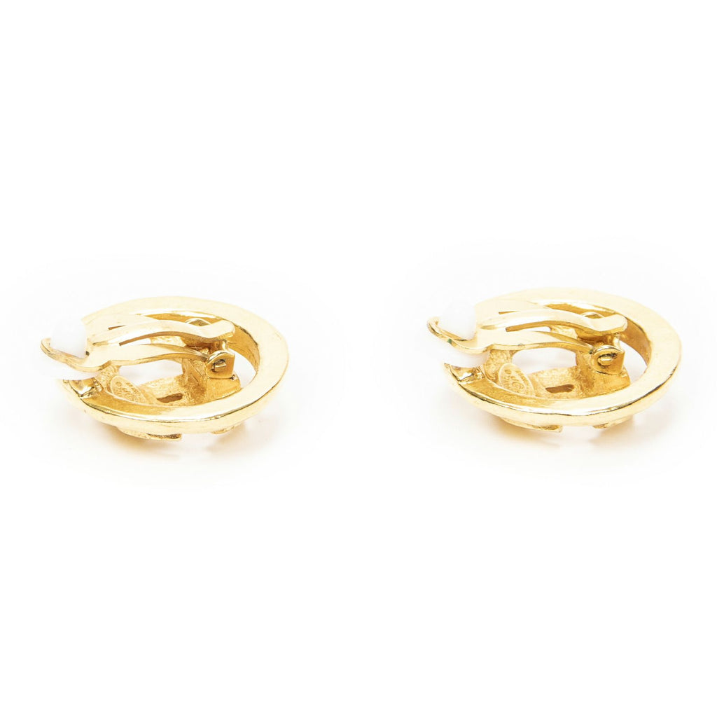 Chanel CC Logo Round Clip Type Earrings Gold Plated — view 2