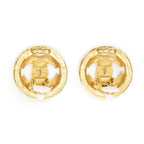Chanel CC Logo Round Clip Type Earrings Gold Plated — view 3