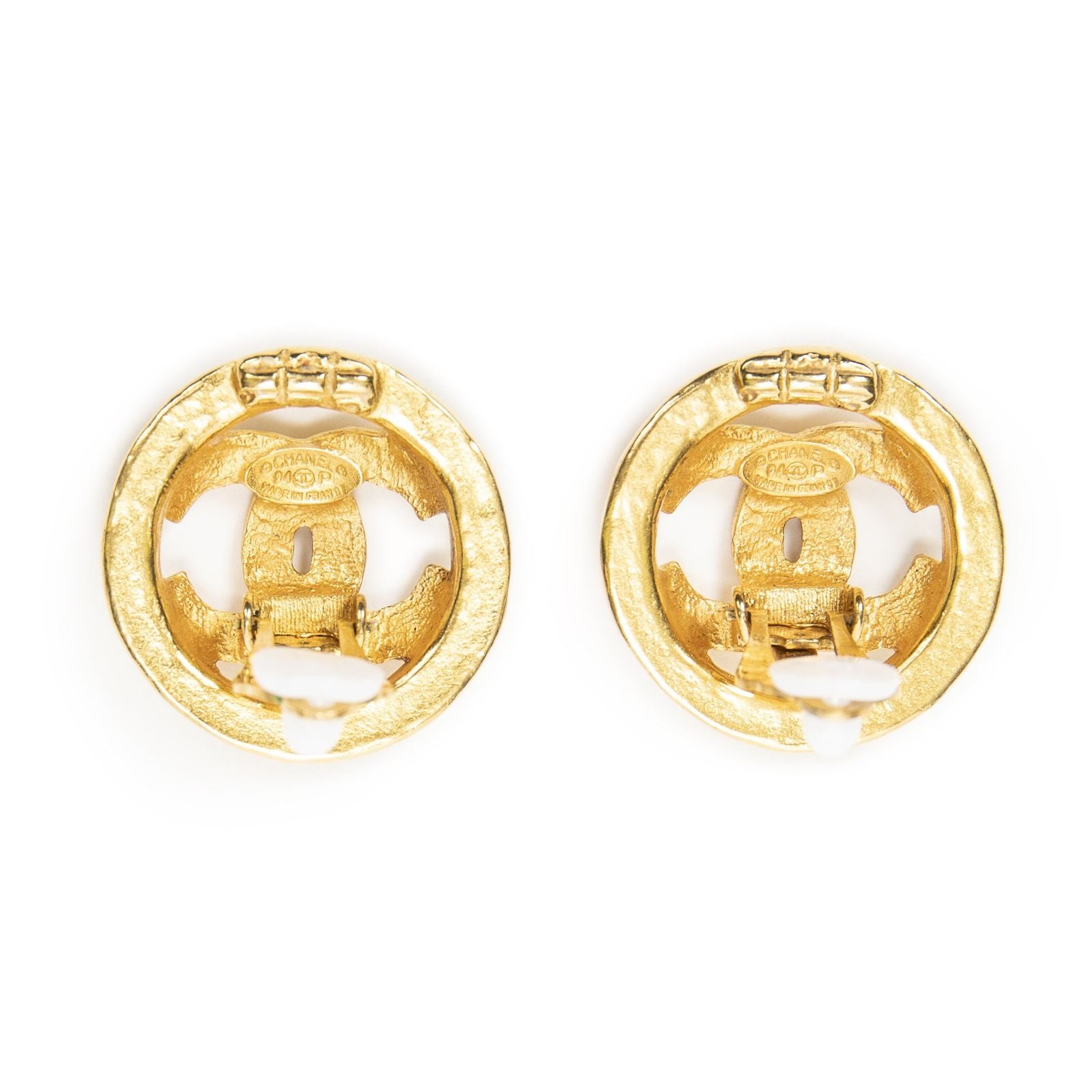 Chanel CC Logo Round Clip Type Earrings Gold Plated — view 3