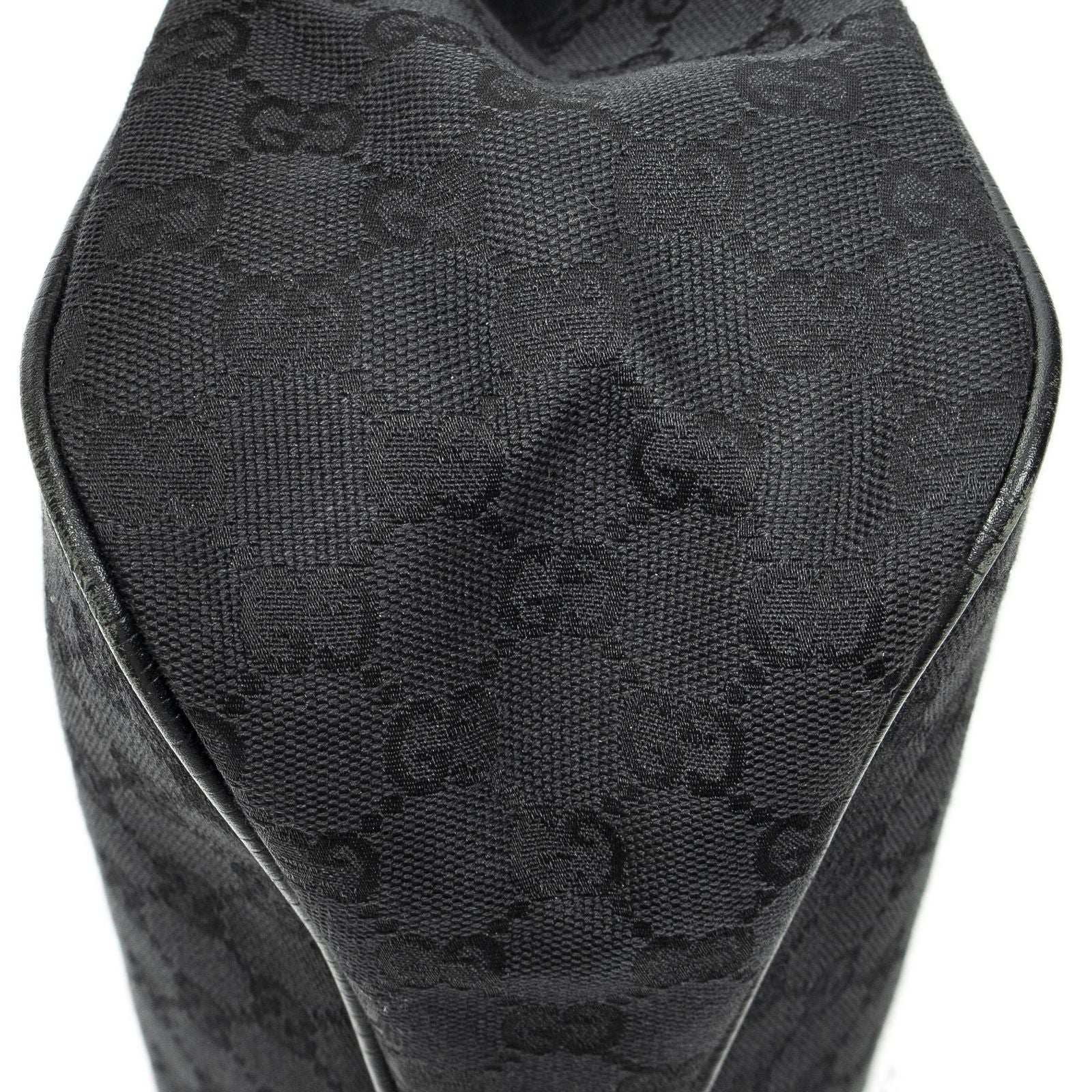 Gucci Small Wooden Handle Colbert Hobo Black GG Canvas — view 7