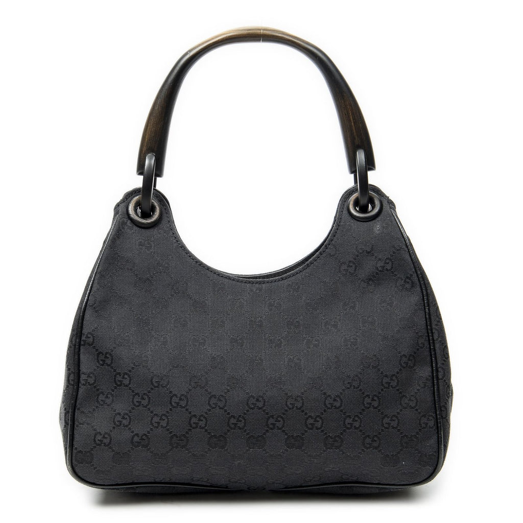 Gucci Small Wooden Handle Colbert Hobo Black GG Canvas — view 5