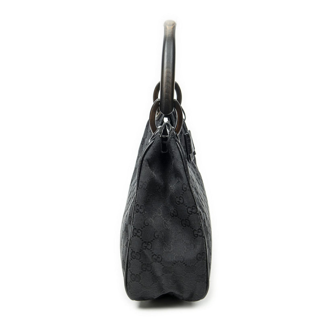Gucci Small Wooden Handle Colbert Hobo Black GG Canvas — view 4
