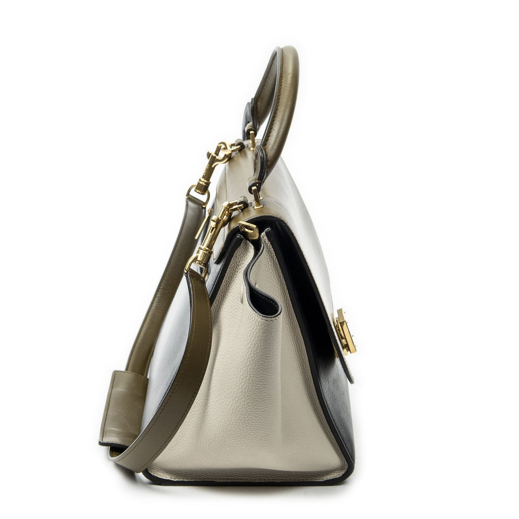 Celine Small Tricolor Trapeze Black Ivory Calfskin Leather Messenger — view 4