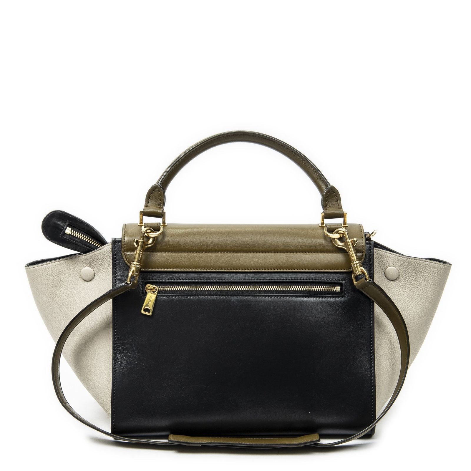 Celine Small Tricolor Trapeze Black Ivory Calfskin Leather Messenger — view 5