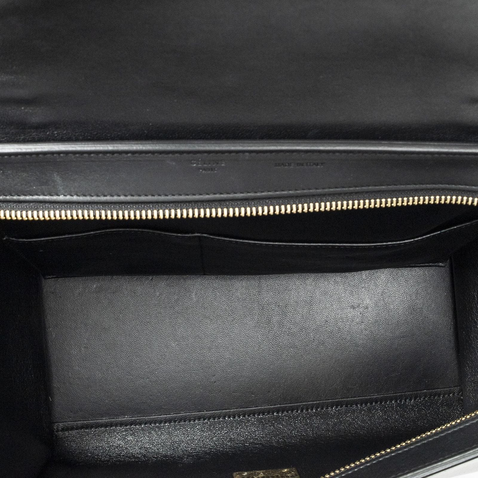 Celine Small Tricolor Trapeze Black Ivory Calfskin Leather Messenger — view 9