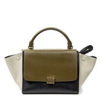 Celine Small Tricolor Trapeze Black Ivory Calfskin Leather Messenger