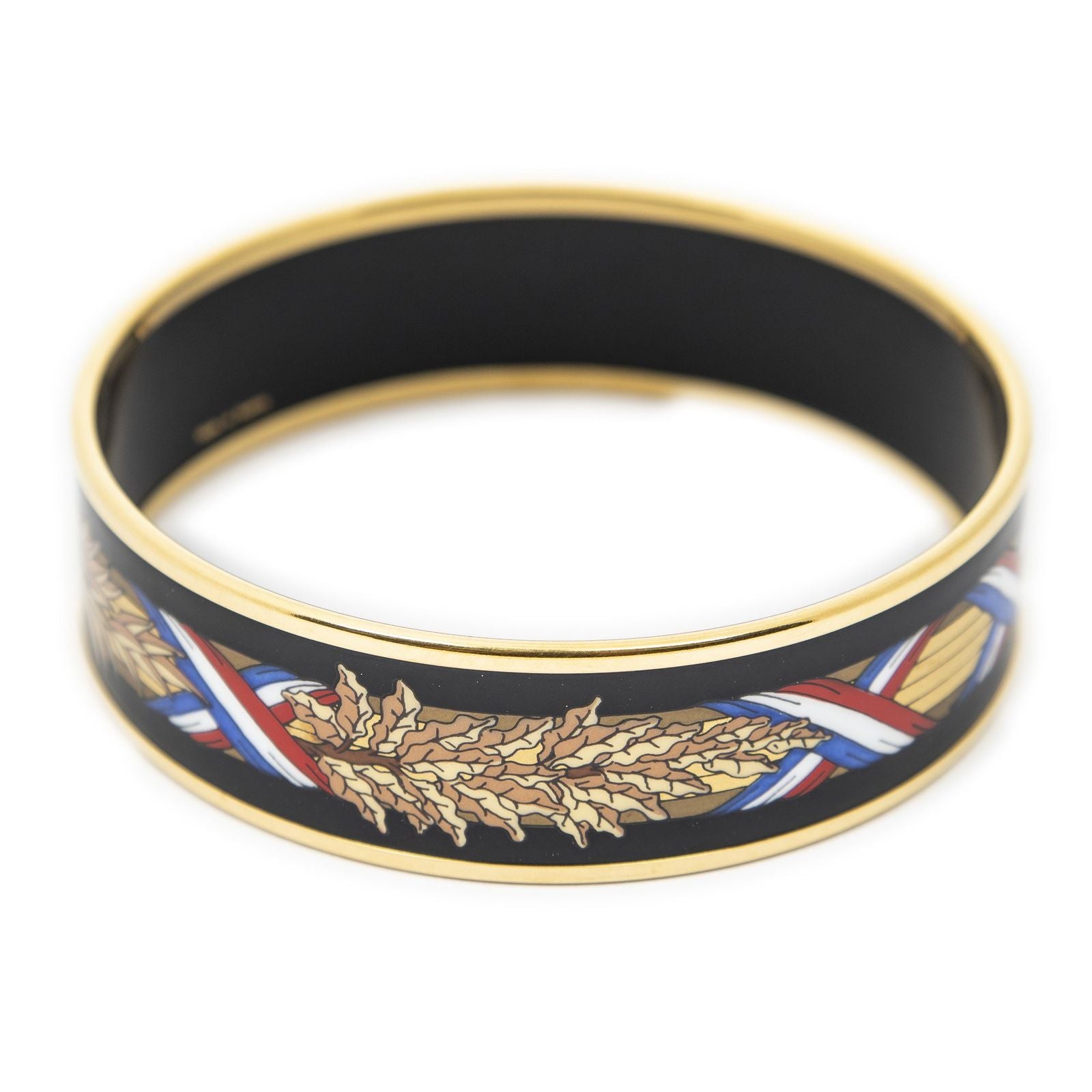 Hermes Enamel Bangle Black Gold Plated Bracelet — view 3