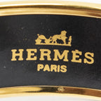 Hermes Enamel Bangle Black Gold Plated Bracelet — view 4